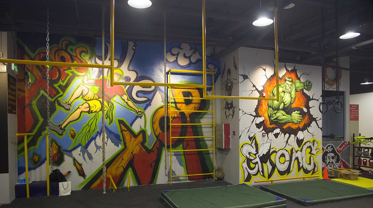 健身房手绘涂鸦