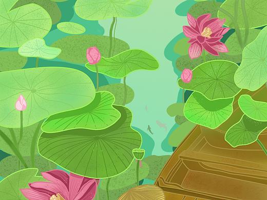 小暑节气国潮风原创商业插画