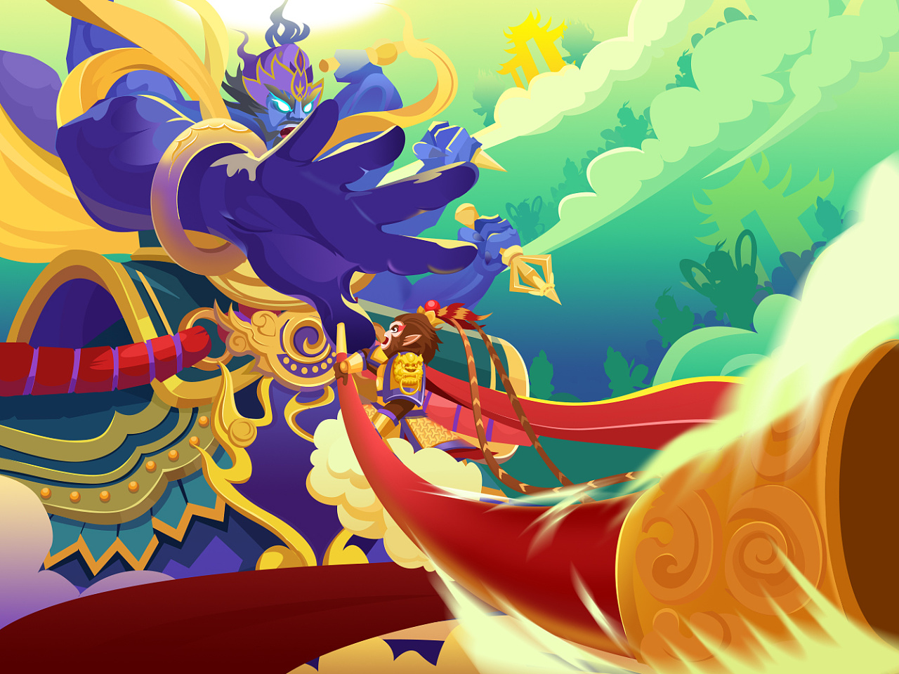 大闹天宫|插画|儿童插画|wenzhnag - 原创作品 - 站酷 (zcool)