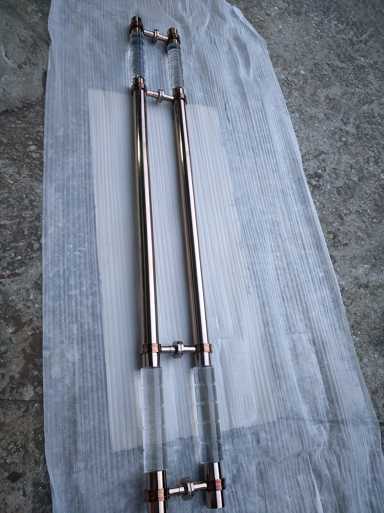 恒大专用亚克力水晶不锈钢灰镜钢/玫瑰金水晶拉手设计