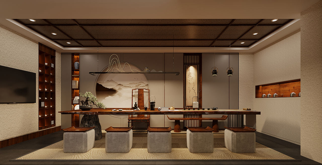 茶室（图ZMjU4Mjk5ODQw） - 酒店餐饮设计 - 站酷设计师1992效果图李倩倩原创素材 - 站酷ZCOOL