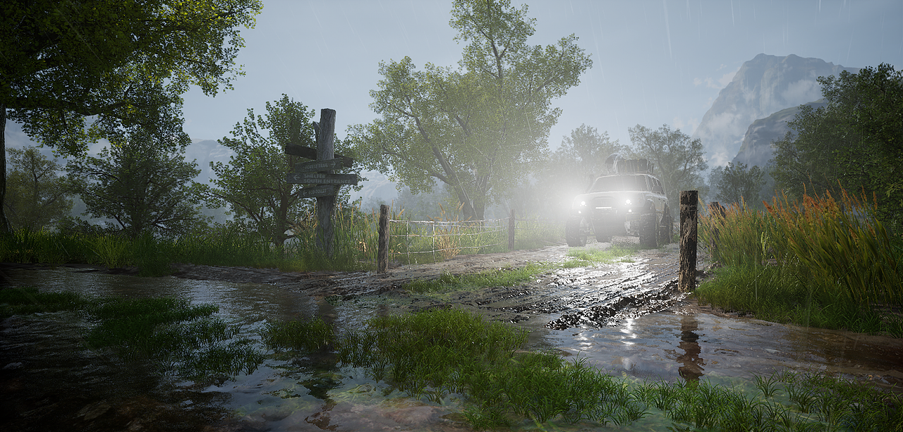 ue4-湿路雨季森林写实场景