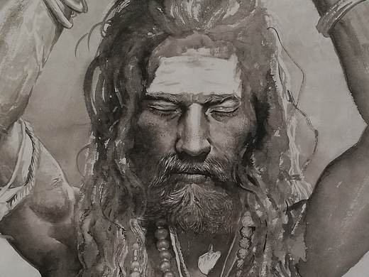 马也水墨人物视频过程