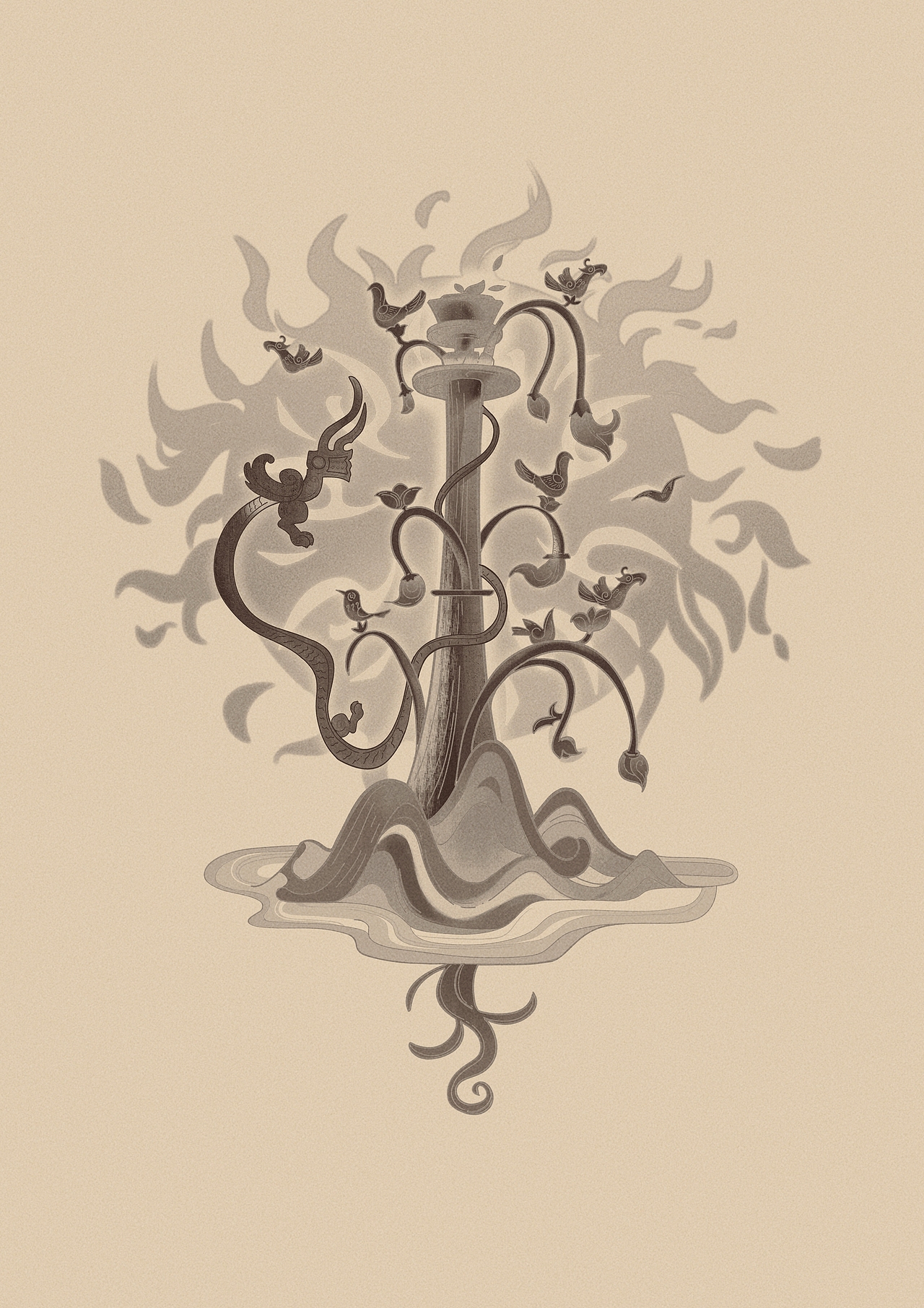 三星堆青铜神树元素（图ZMjczMzQyOTcy） - 商业插画 - 站酷设计师寒涉darkness原创素材 - 站酷ZCOOL