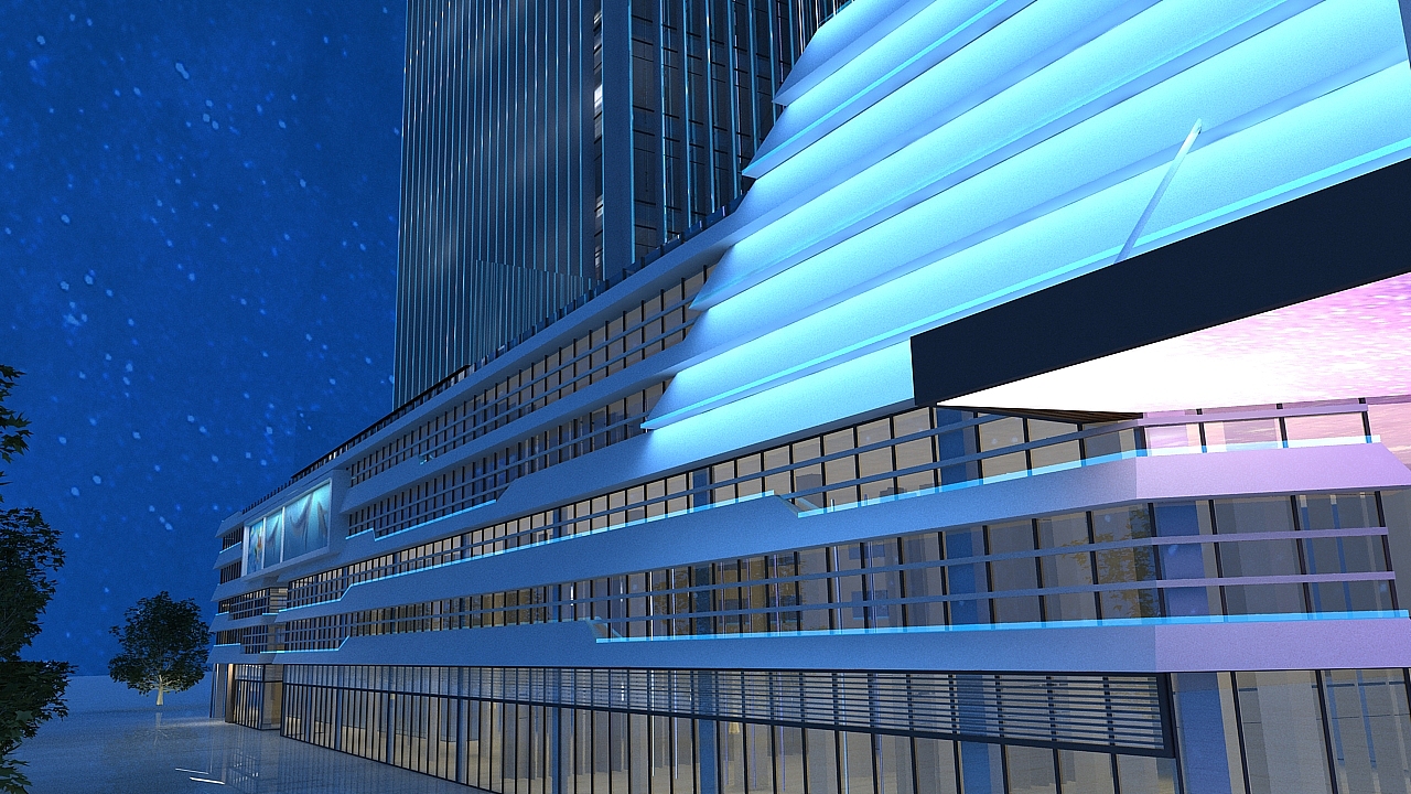 高楼夜景照明设计3d漫游