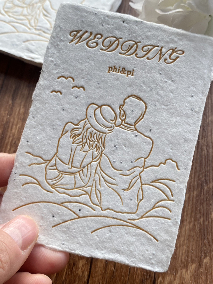 活版印刷种子纸婚礼感谢卡