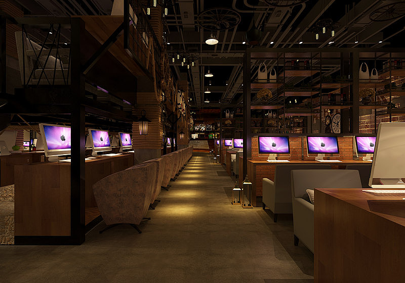 【西安网咖设计图】西安因派网咖装修设计图