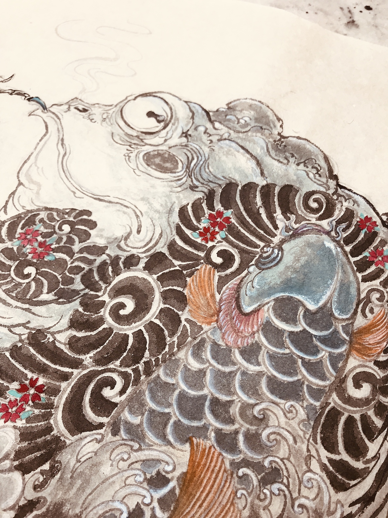 原创作品《浮世绘纹身肥蛤蟆》