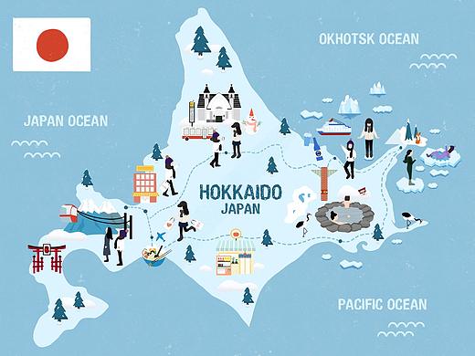 北海道地图-插画作品