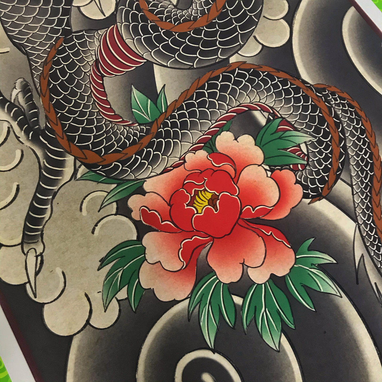 传统龙纹身手稿/装饰画/满背手稿/tattoo/男九原创