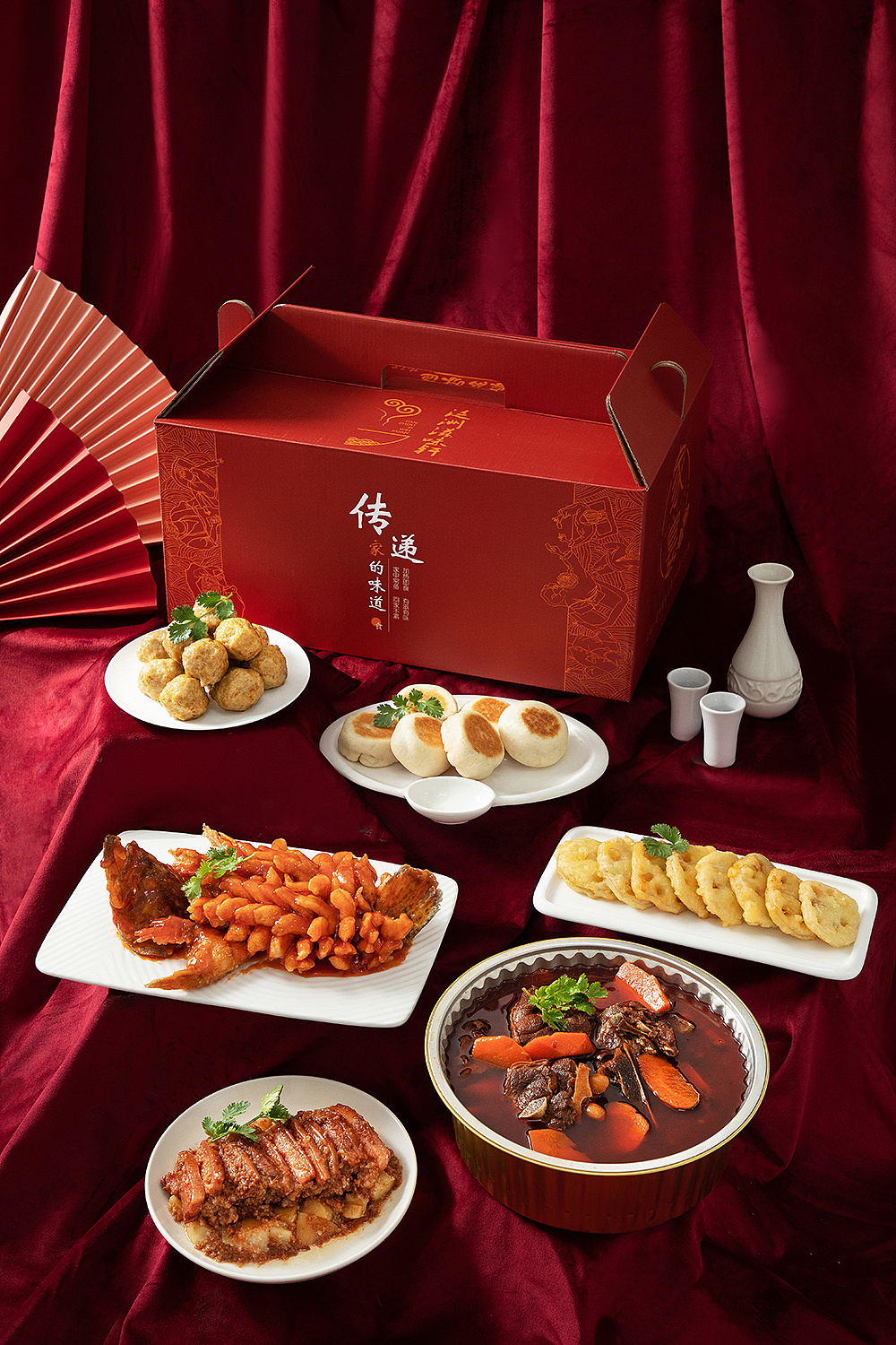 滋味轩 | 中国红,新年美食礼盒拍摄,中式菜品摄影