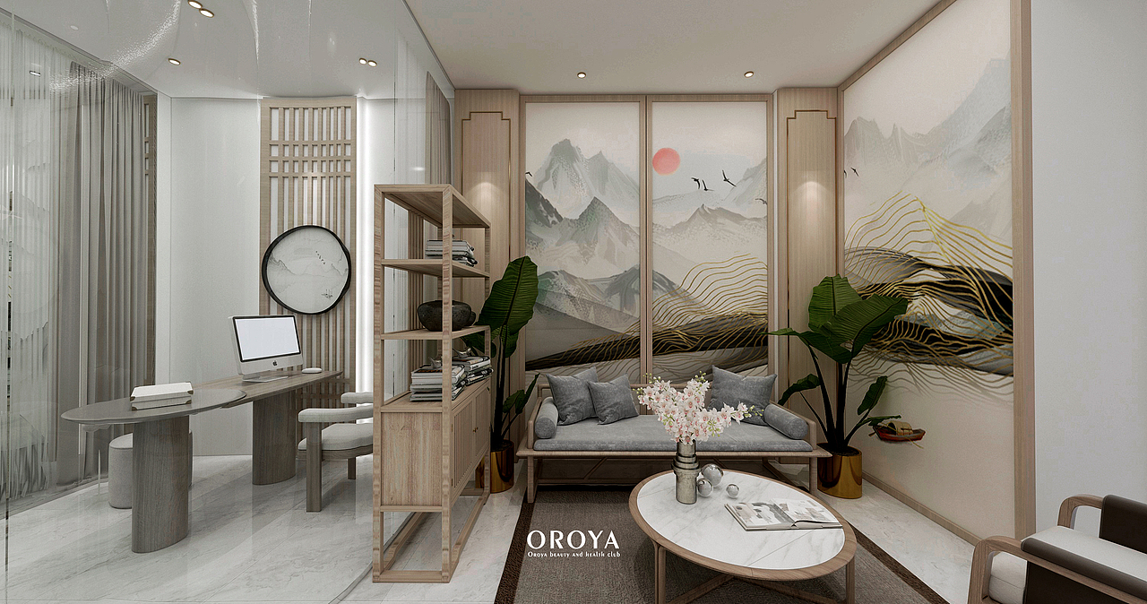 新中式美容养生会所（图ZMjU4ODc5NjM2） - 商业空间设计 - 站酷设计师FL空间设计原创素材 - 站酷ZCOOL