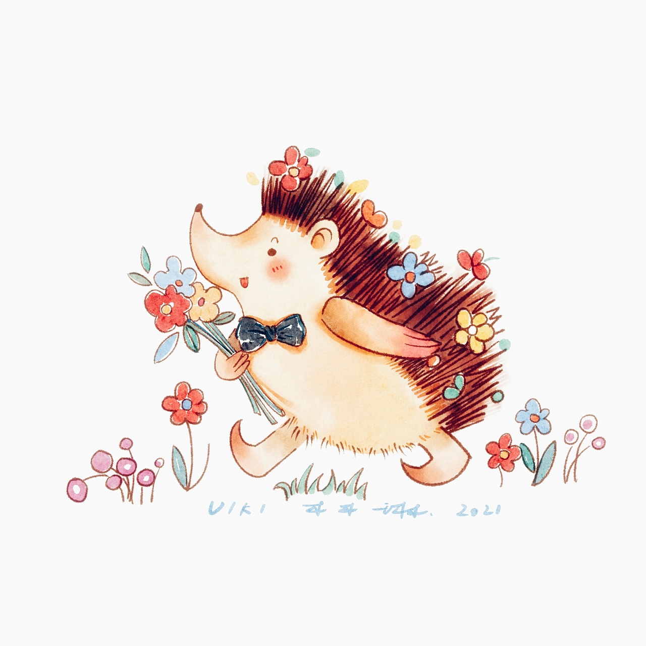 一组治愈系动物主题插画