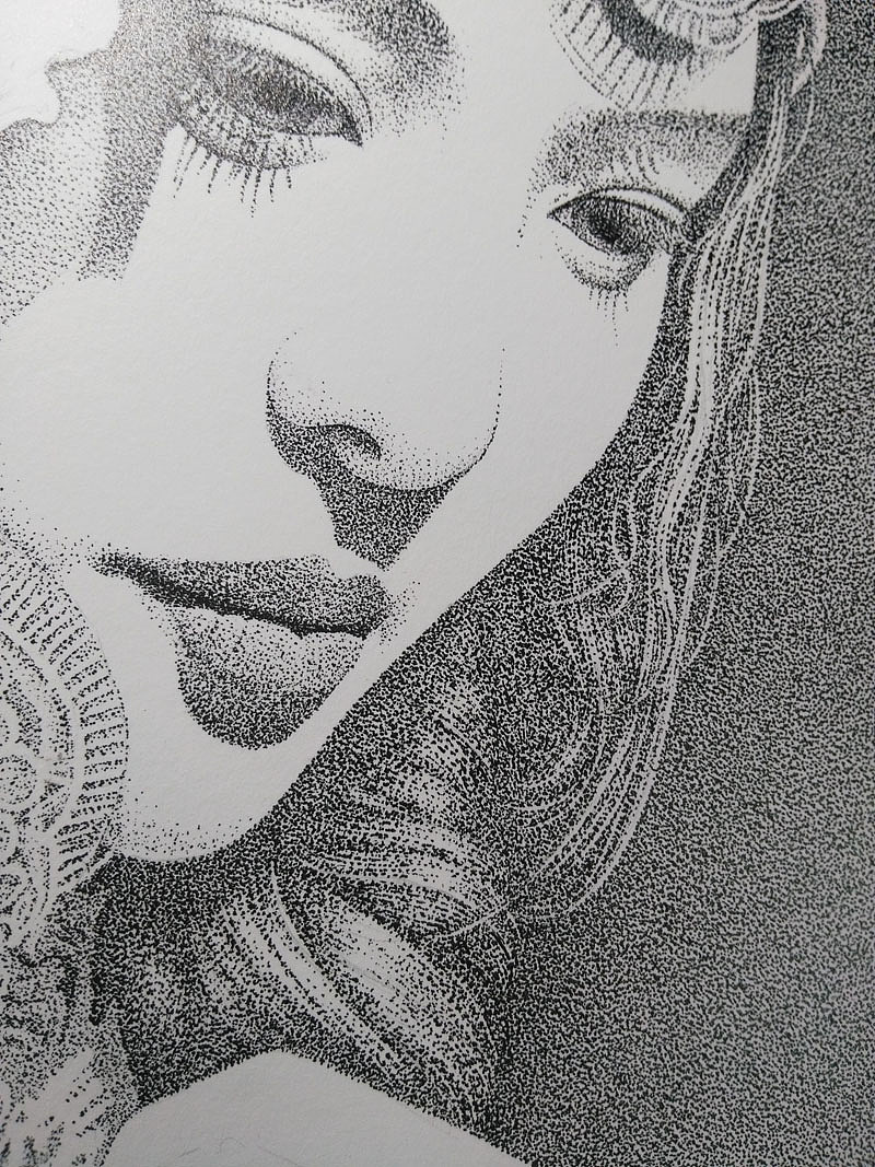 楚歌钢笔画-jenny wong-(点画-肖像定制)31.7*23cm