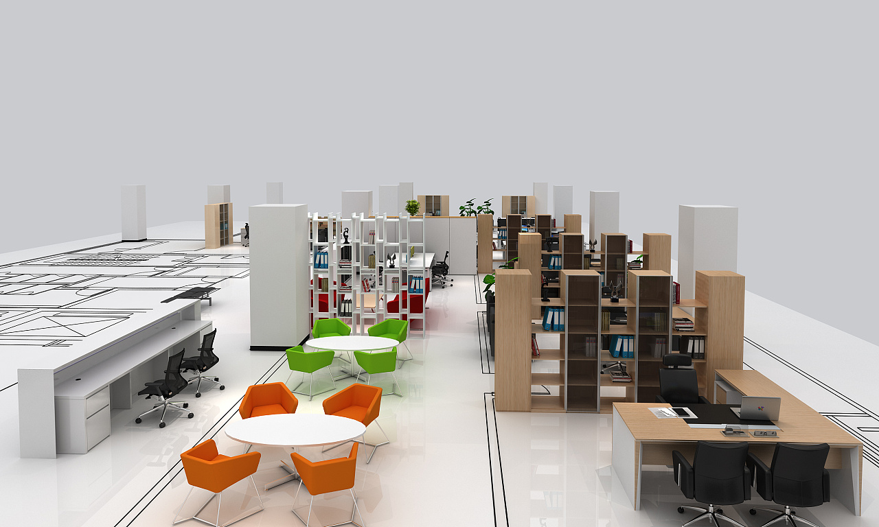 另类风格的3dmax整层效果图办公空间设计