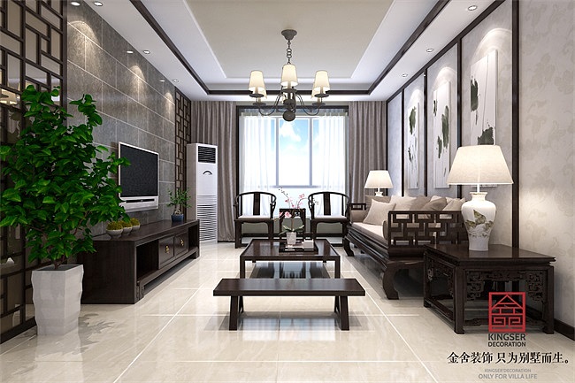 【泰丰观湖装修】-两室两厅115平米-新中式-金舍装饰