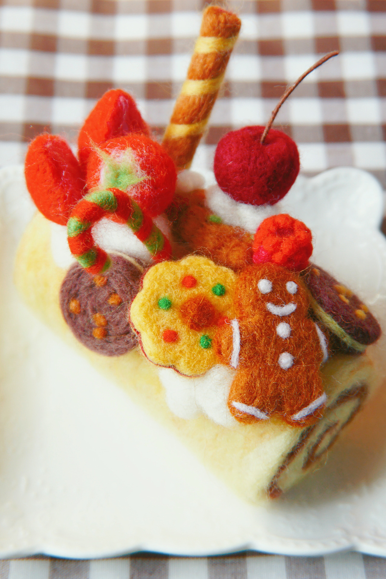 「原创手工」羊毛毡圣诞什锦蛋糕卷