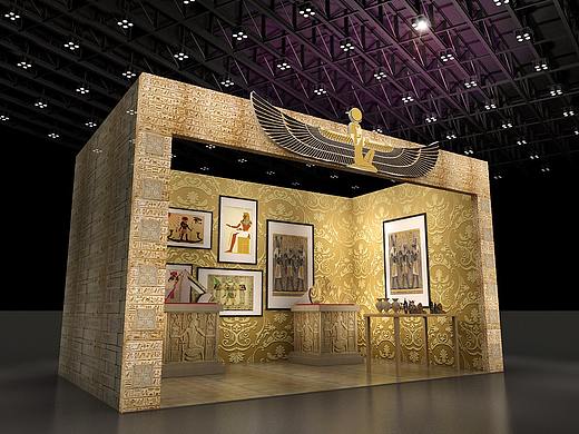 埃及风格珠宝展位  展会设计  3D效果图设计