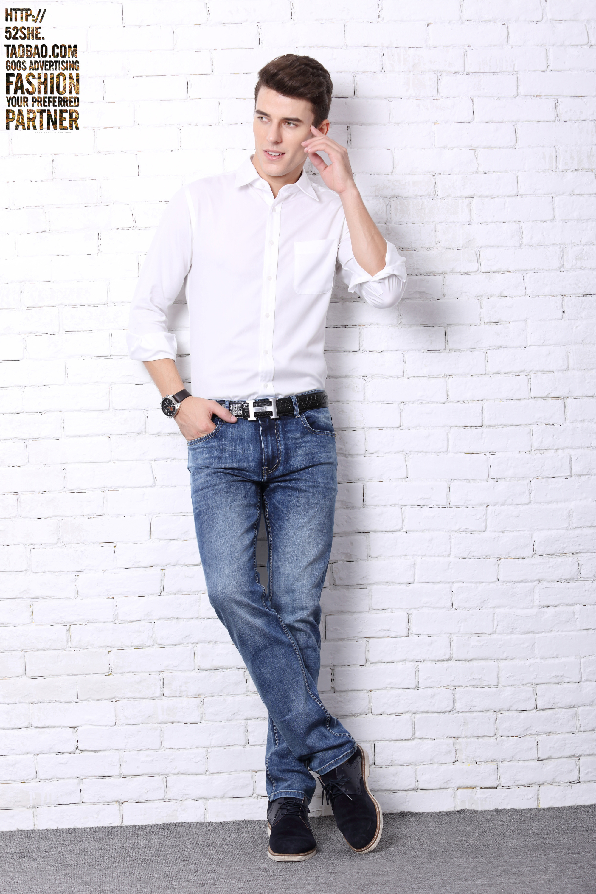 广州外模影像 服装模特网拍欧美风格拍摄 网店拍摄服务 牛仔打底衫