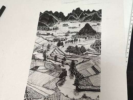 桂林山水钢笔画习作