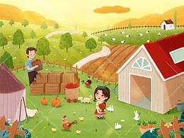 练习｜收获季节，女孩棒子爸爸采摘水果