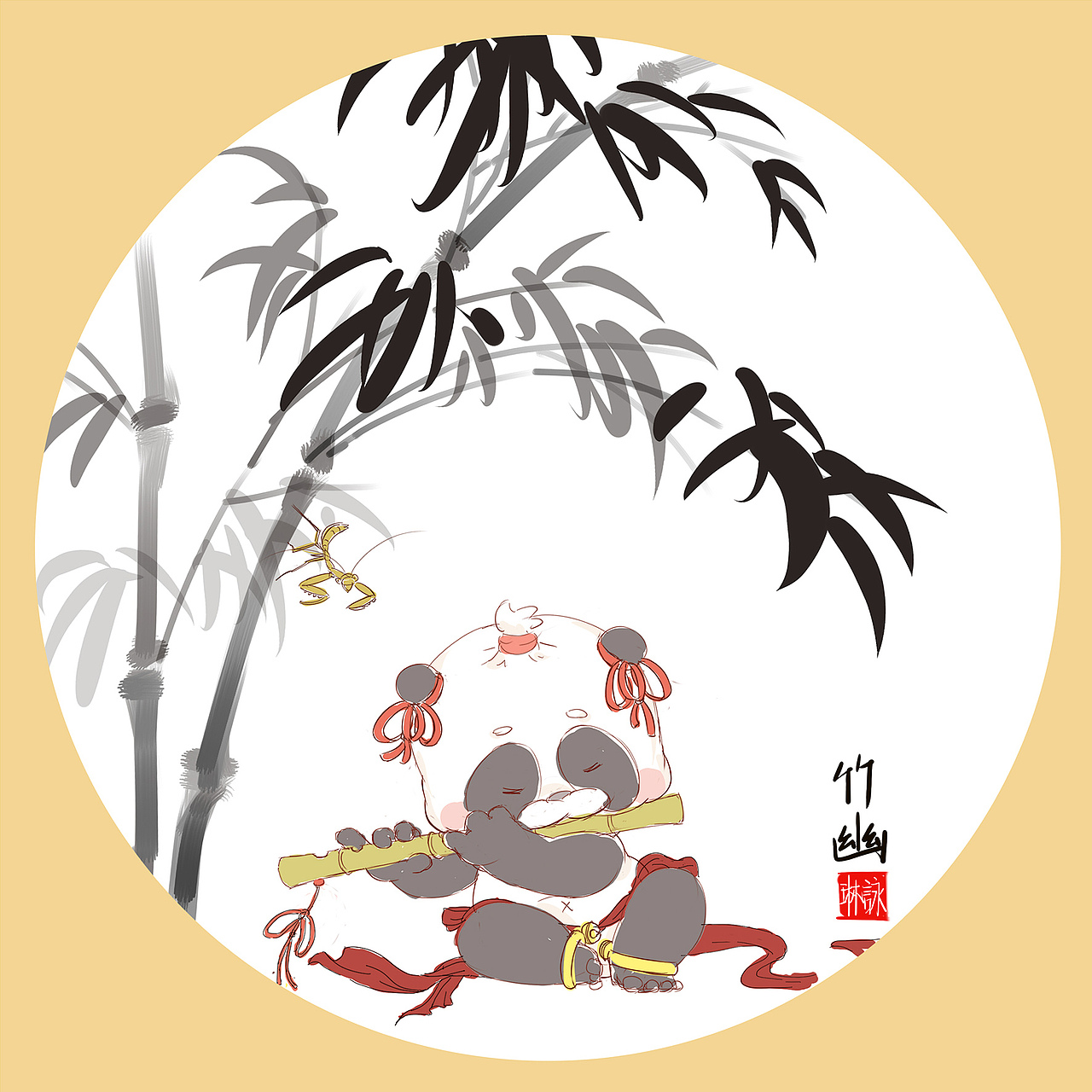 2018毕设|熊猫系列国画设计作品