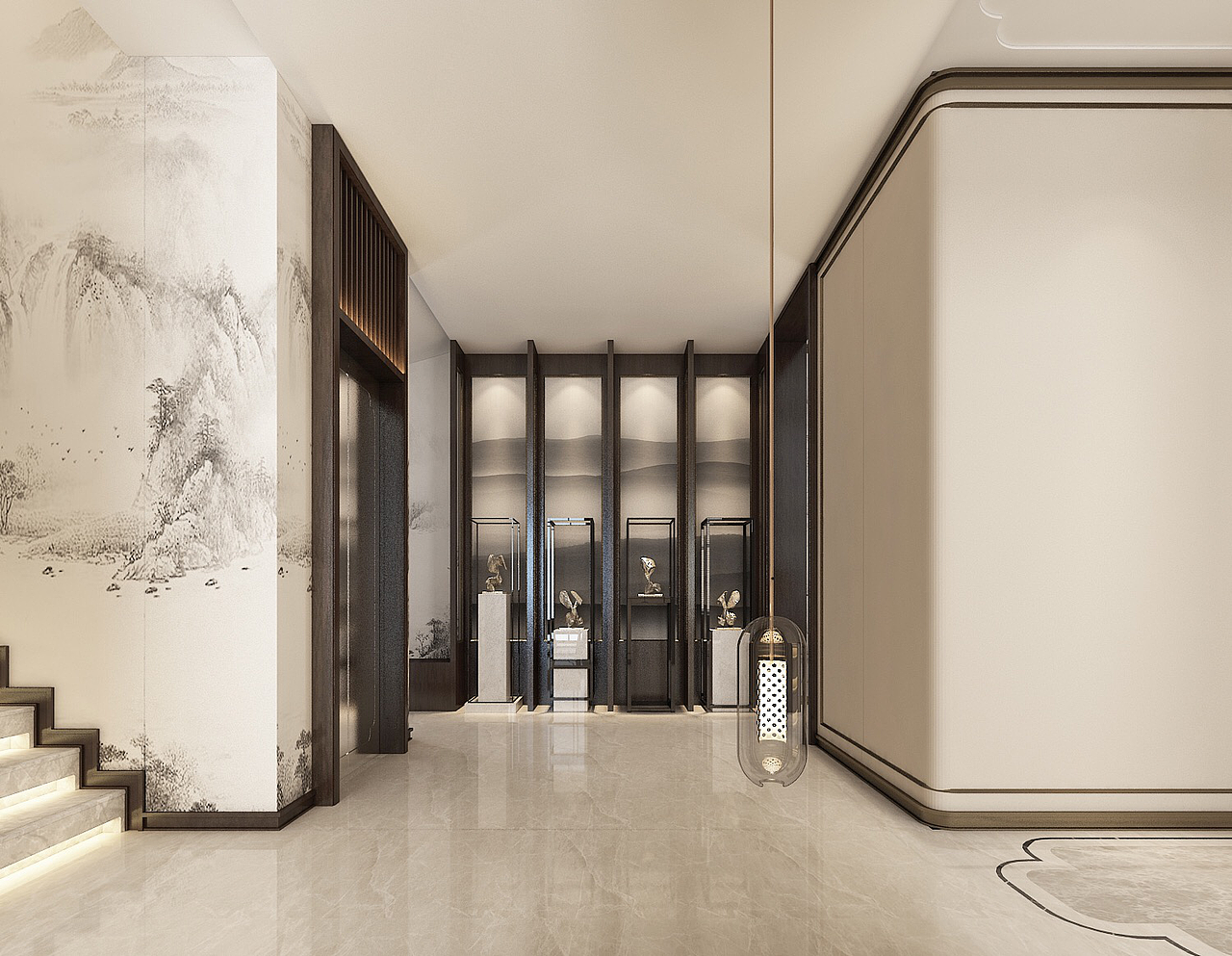 深圳保利山水城新中式风格装修案例效果图欣赏