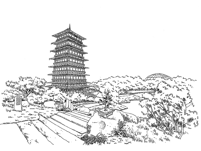 长相思在长安鹿瑶笔下的钢笔画西安