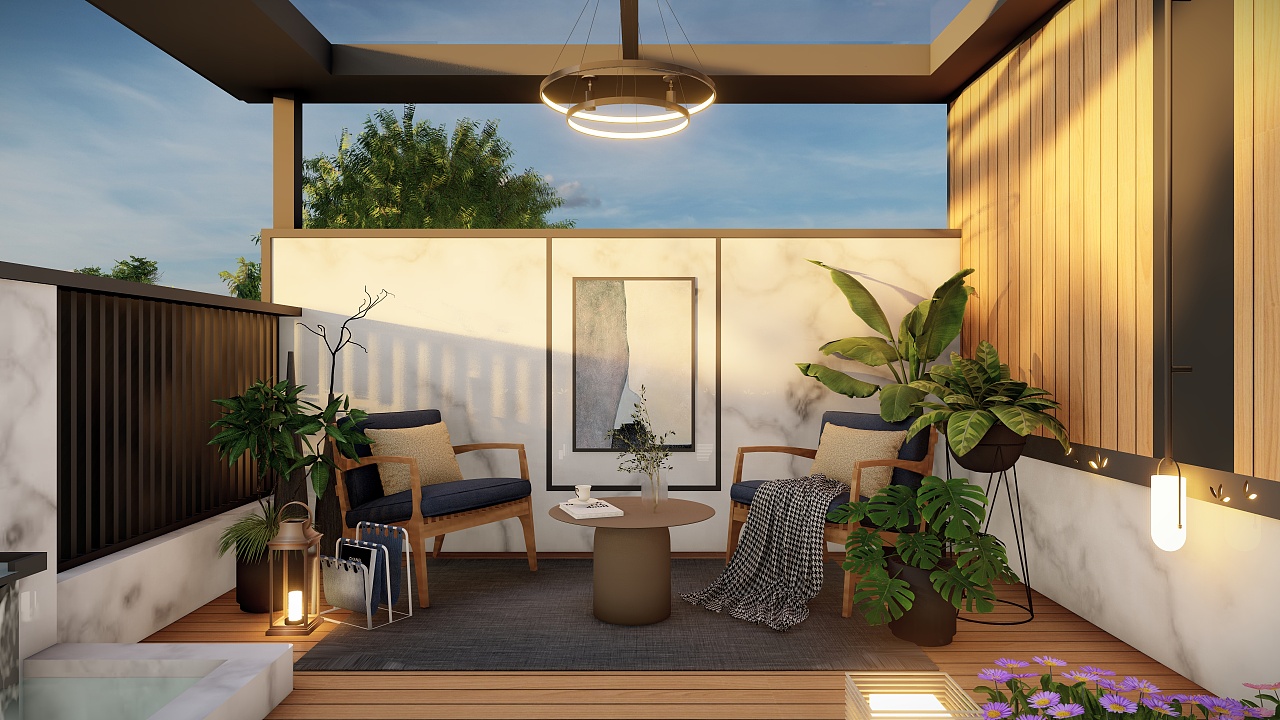 北京高端小露台 方案效果呈现|空间|景观设计|优雅以成风 - 原创作品