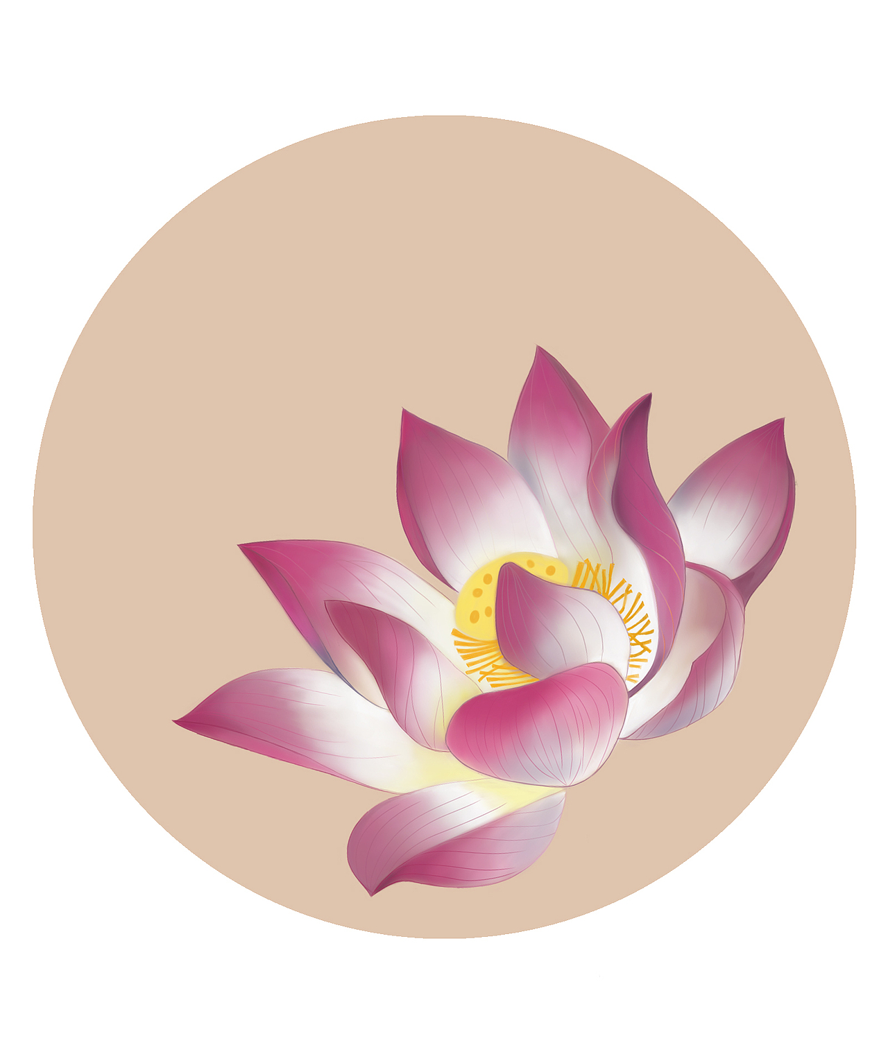 扇面刺绣图样 荷花