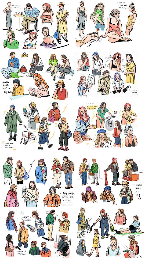 2022插画总结（图ZMzI3NzE4NDA4） - 商业插画 - 站酷设计师煤渣少女原创素材 - 站酷ZCOOL