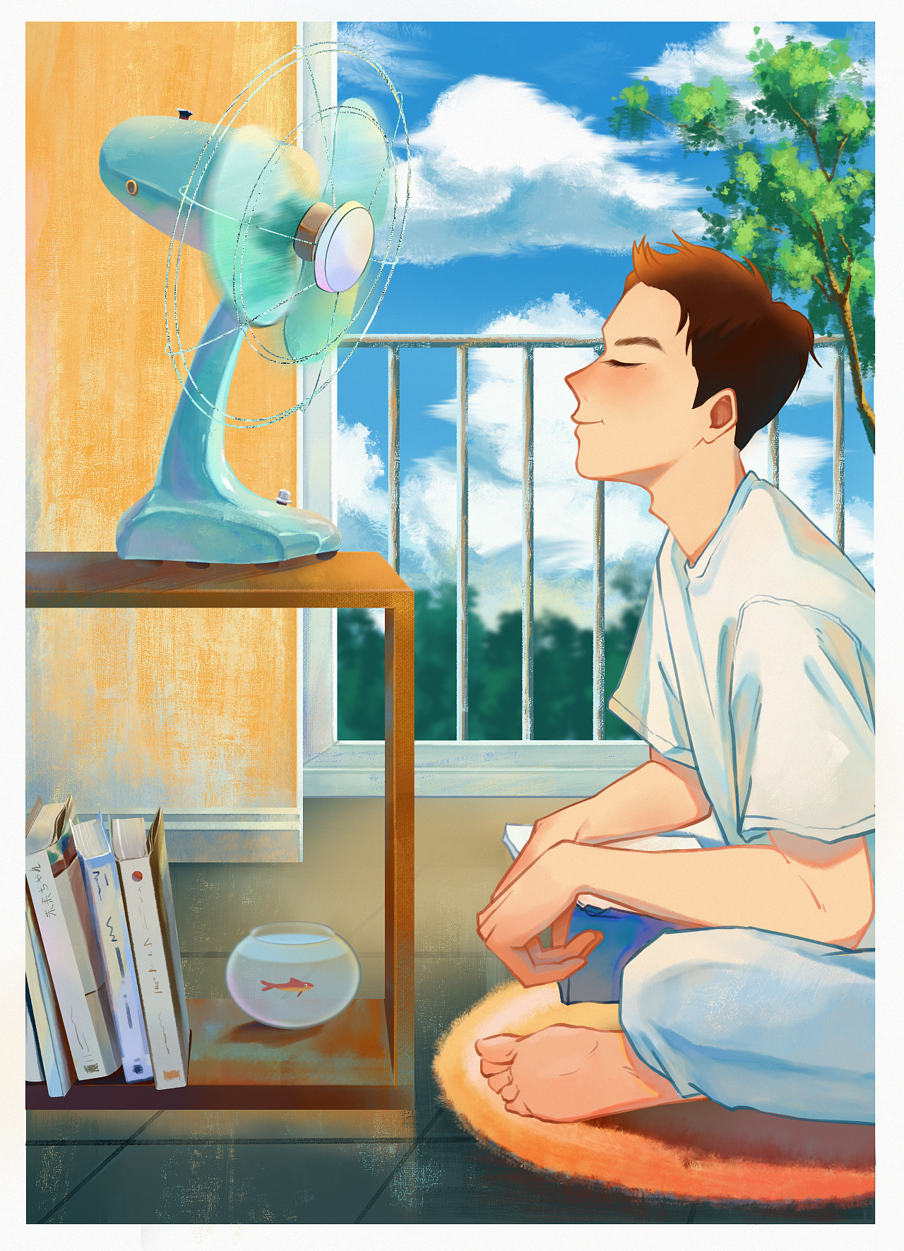 吹风扇的季节|插画|艺术插画|木梭鱼 - 原创作品 - 站酷 (zcool)