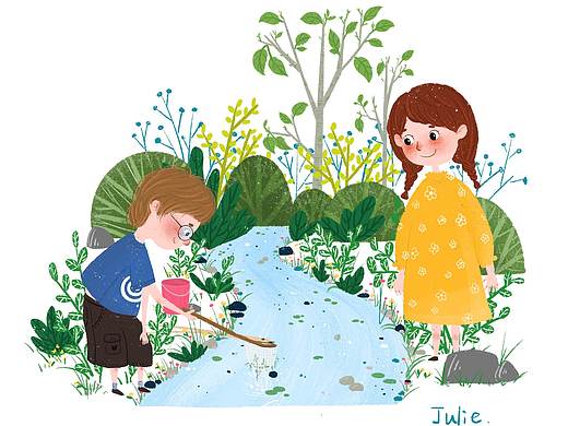 姐弟俩（个人主页-ZNDQ4Mzg4NDA=） - 儿童插画 - 站酷设计师彭阿彭_原创素材 - 站酷ZCOOL