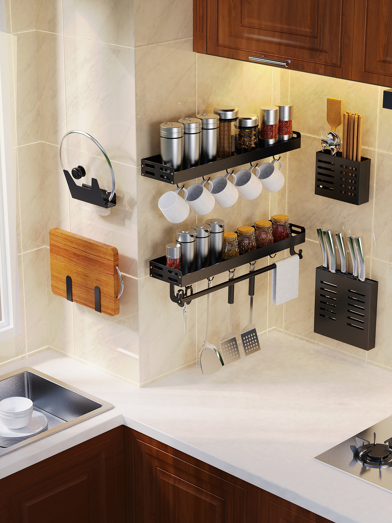 Keyshot渲染—厨房场景搭建、厨房置物收纳架