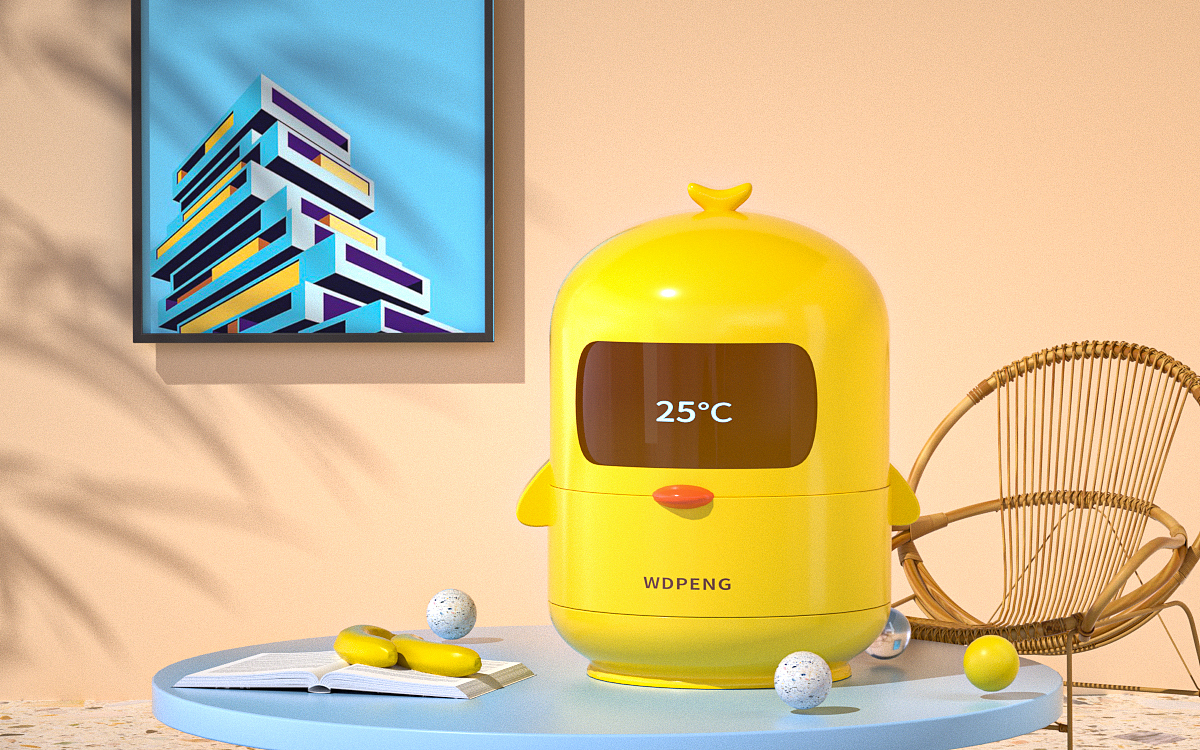 小黄鸭加湿器建模打光练习