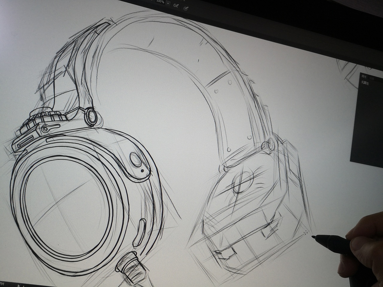 2019.09.08日常练习-产品绘画-耳机