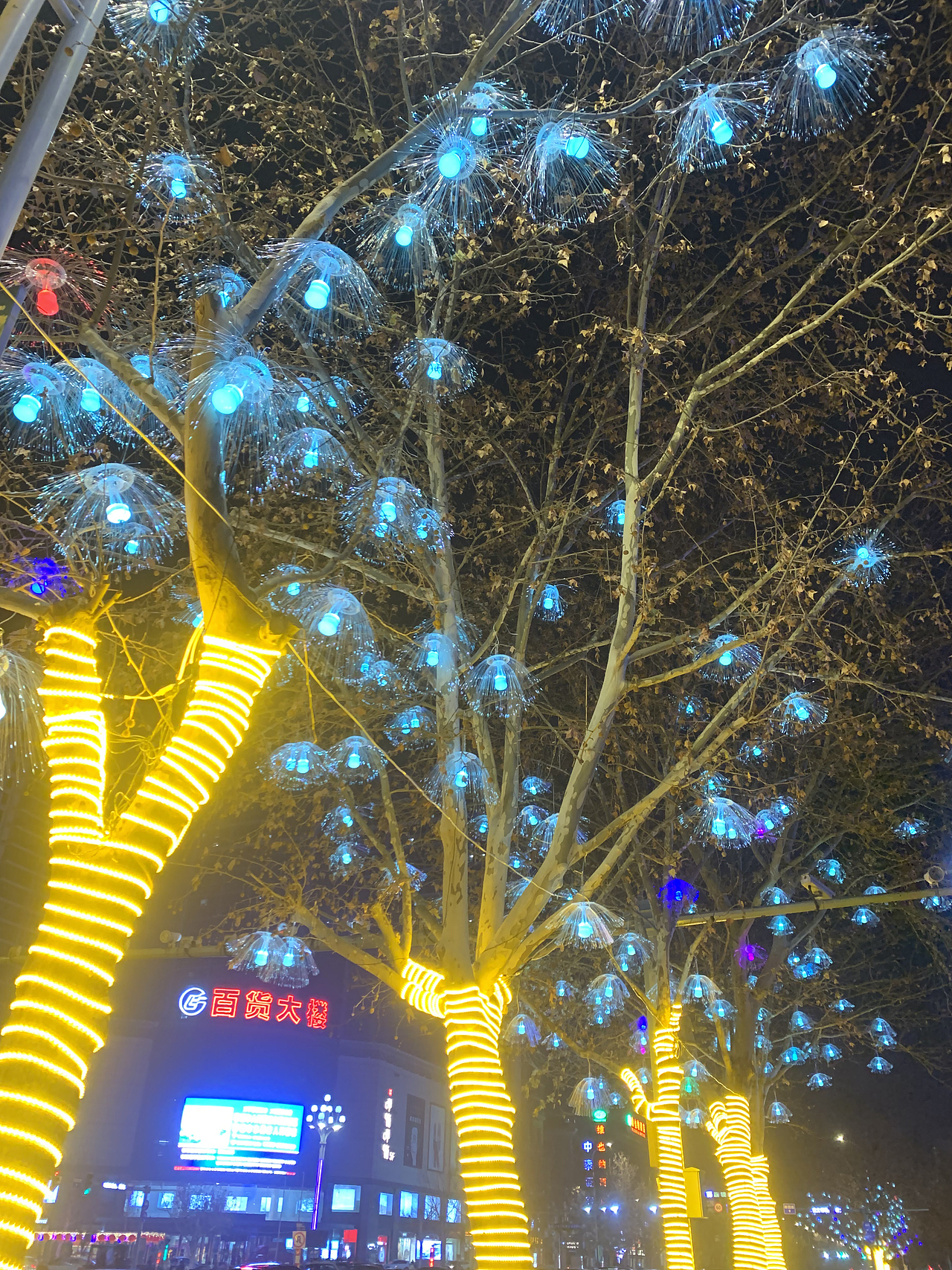 2022年春节树木亮化水母灯 花球灯树木挂件