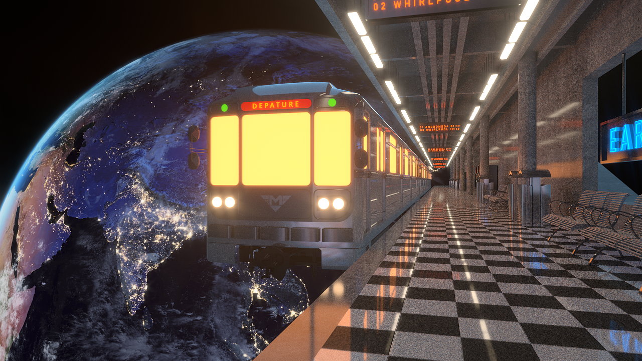 太空列车场景渲染