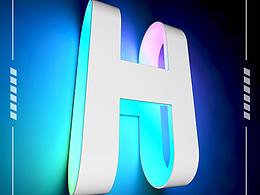 C4D-炫光立体字渐变技巧和全局光照设练习~