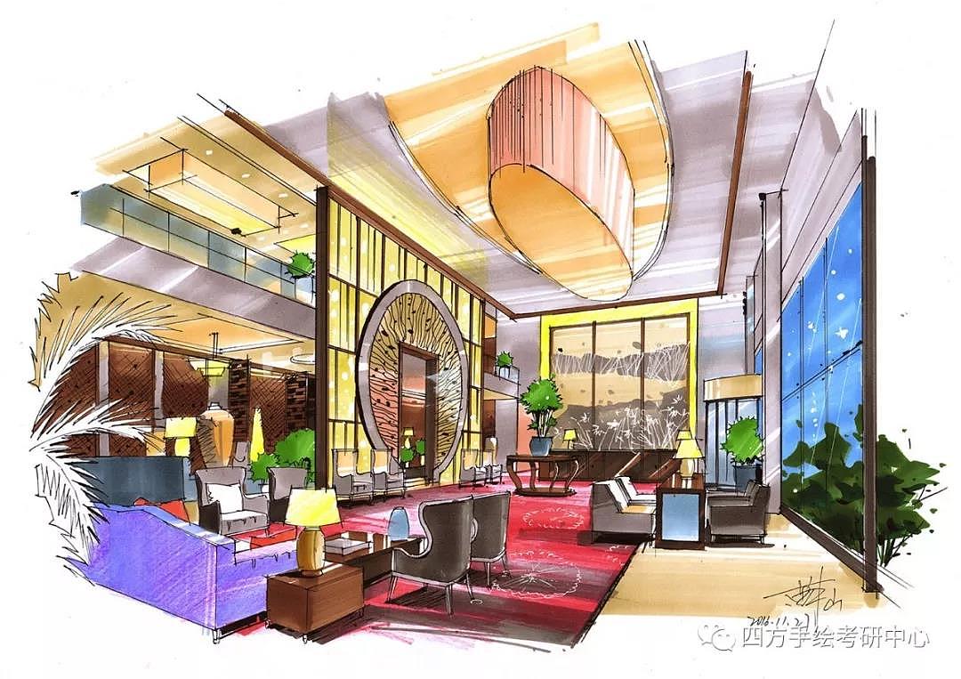 四方手绘室内设计手绘作品