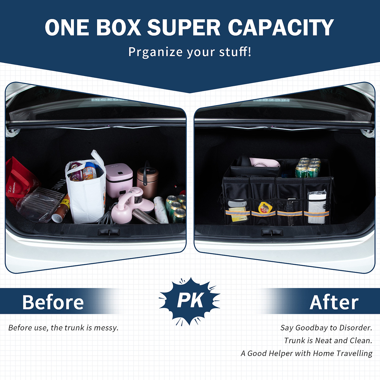 【亚马逊美国站】汽车后备箱收纳袋 主图A+