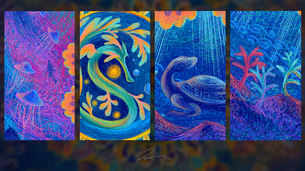 线圈插画 X 藻井文化（图ZMTUwNjU5NTY4） - 艺术插画 - 站酷设计师feii原创素材 - 站酷ZCOOL