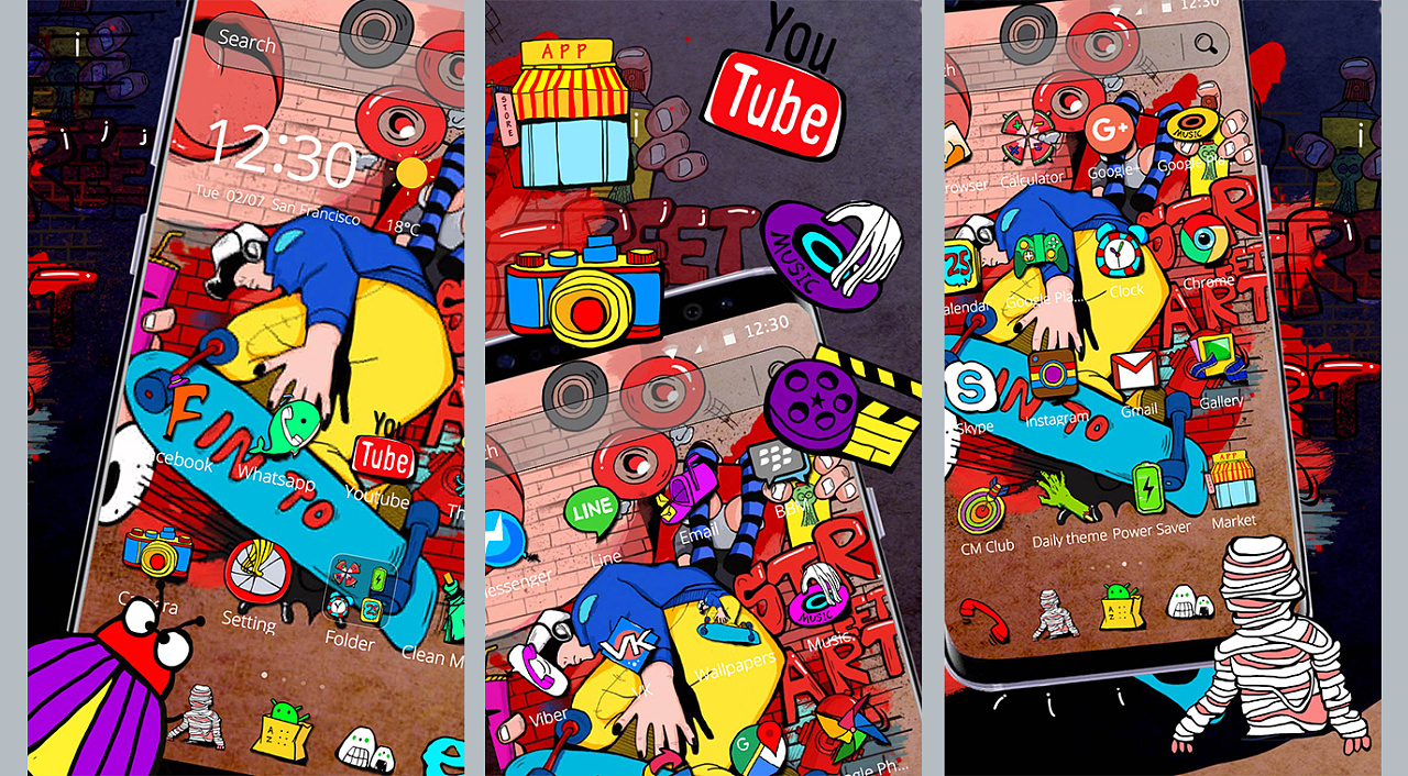 街头涂鸦风手机主题|插画|商业插画|面条noodle - 原创作品 - 站酷