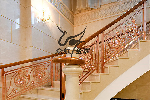 连云港玫瑰金楼梯护栏价格 铝板雕花护栏