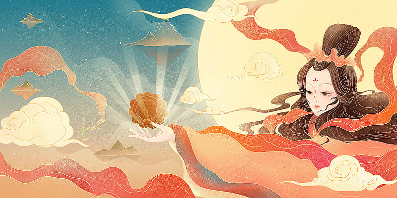 國風(fēng)嫦娥奔月中秋插畫（圖ZMjI2NjE1ODUy） - 商業(yè)插畫 - 站酷設(shè)計師青葉云原創(chuàng)素材 - 站酷ZCOOL