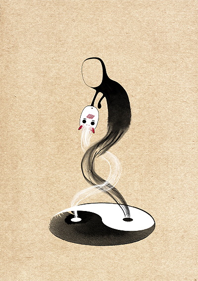 葱味插画-《那个远在北方孤独的鬼》 摸索中(图ZMjI0OTU0OTI=) - 创作习作 - 站酷设计师超超的青葱原创素材 - 站酷ZCOOL