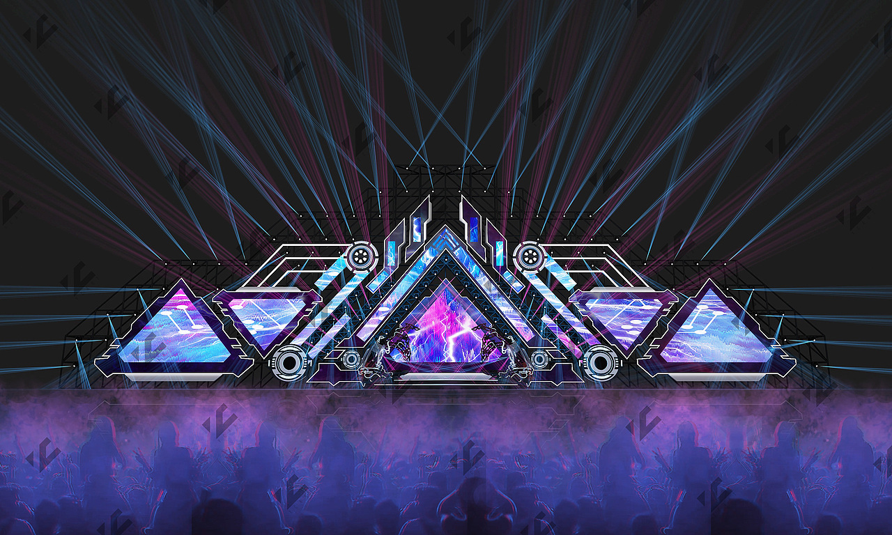 原创作品空间舞台美术舞美灯光设计电音节dj台室内设计 展览展示 舞美