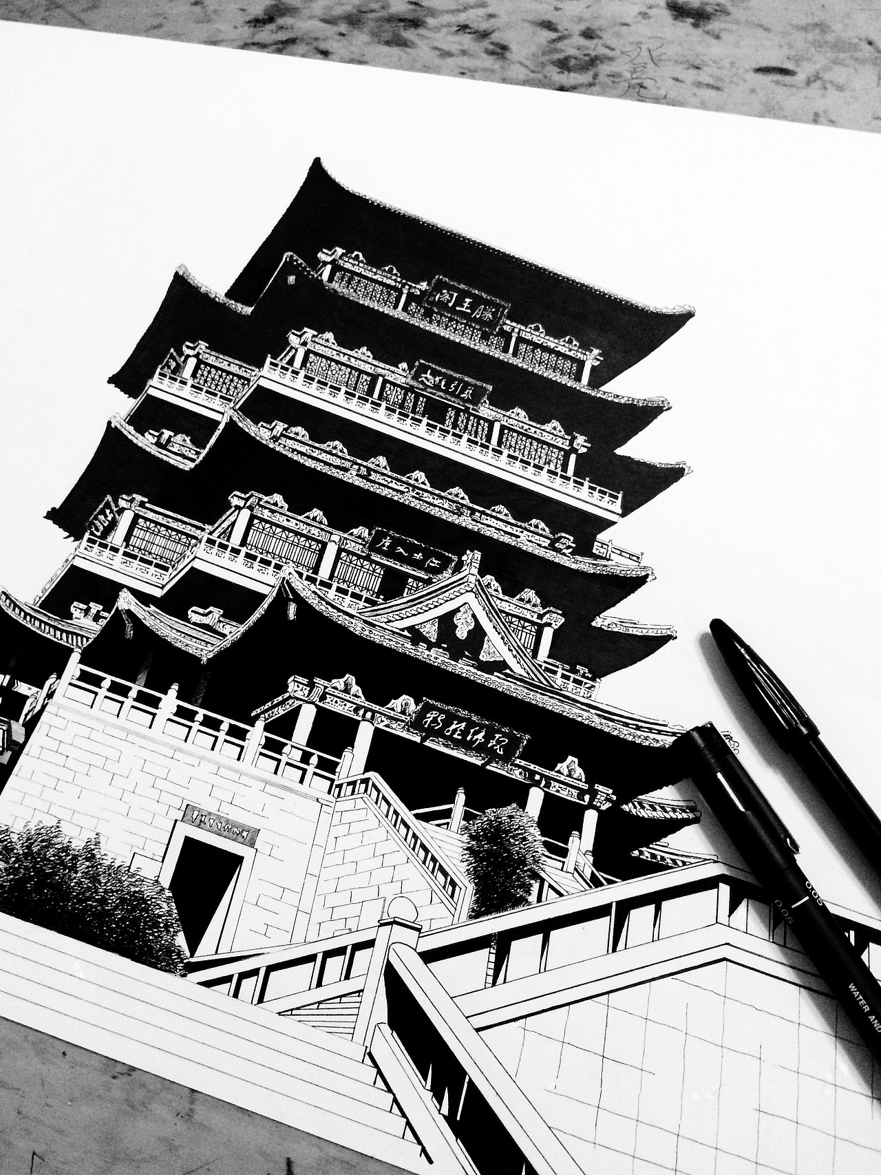 古建筑黑白涂鸦（图ZNjcwMjA1MTI=） - 绘画 - 站酷设计师loong_原创素材 - 站酷ZCOOL