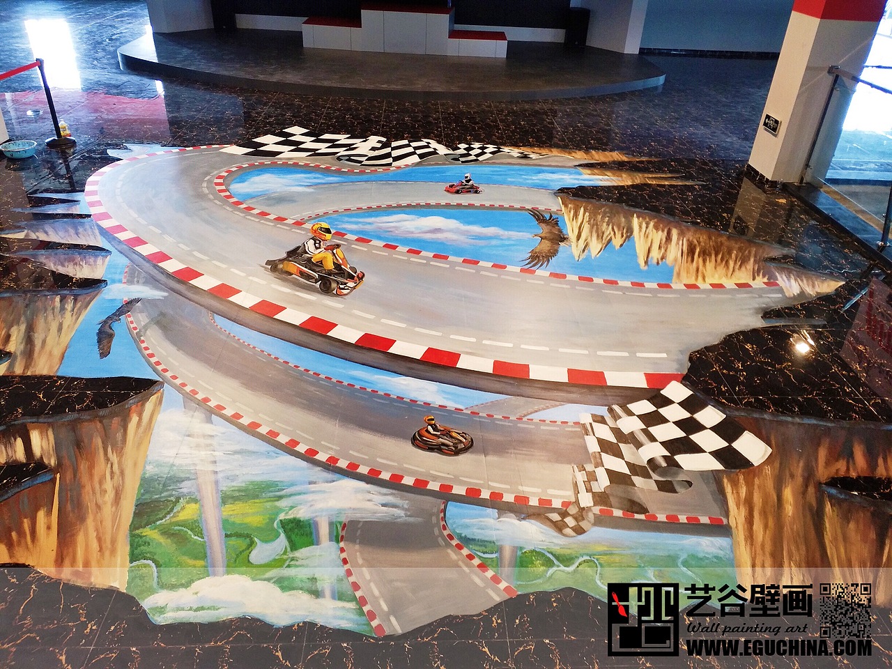哈尔滨国际汽车城方程式卡丁车俱乐部墙绘彩绘（图ZMTE5MTQyNTA0） - 新锐潮流插画 - 站酷设计师哈尔滨艺谷壁画原创素材 - 站酷ZCOOL