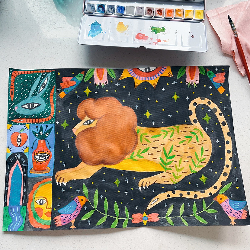 寓言系列插画|狮子和野兔